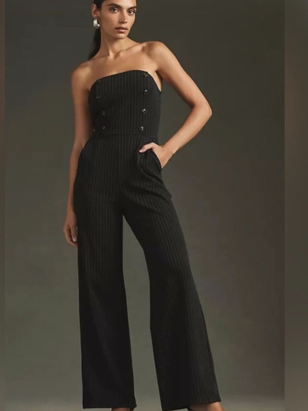 MAEVE STRAPLESS PINSTRIPE JUMPSUIT FROM ANTHROPOLOGIE